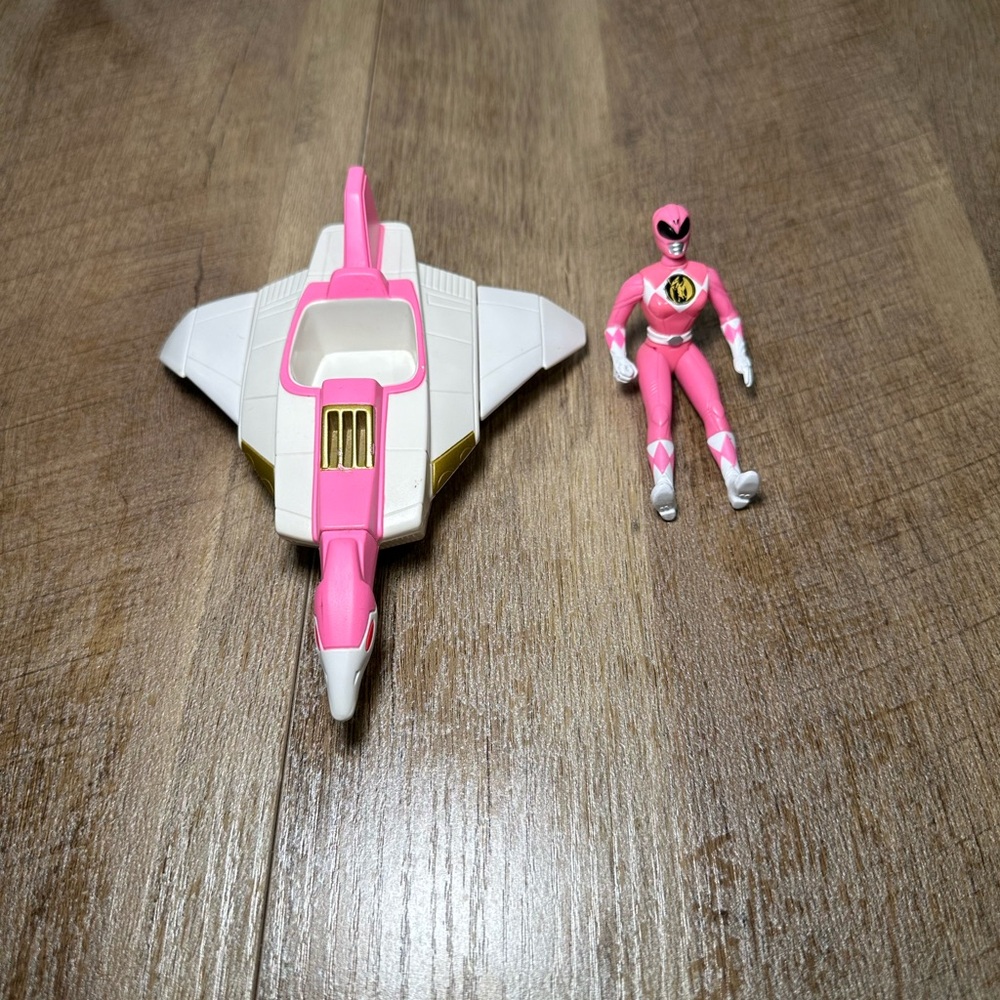 1995 Vintage Pink Power Ranger Saban Ninjazord Crane‎ Jet Plane & Action Figure